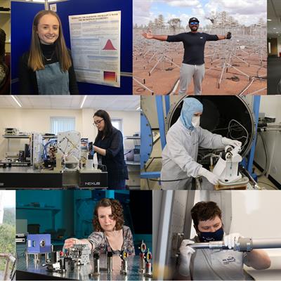 Young people sat in offices and stood in laboratories working on space projects.