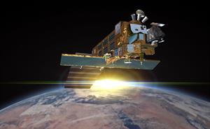 A spacecraft in Earth's orbit.