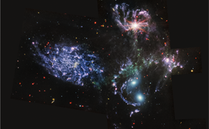 ​Stephan’s Quintet taken by the MIRI instrument on board the James Webb Space Telescope