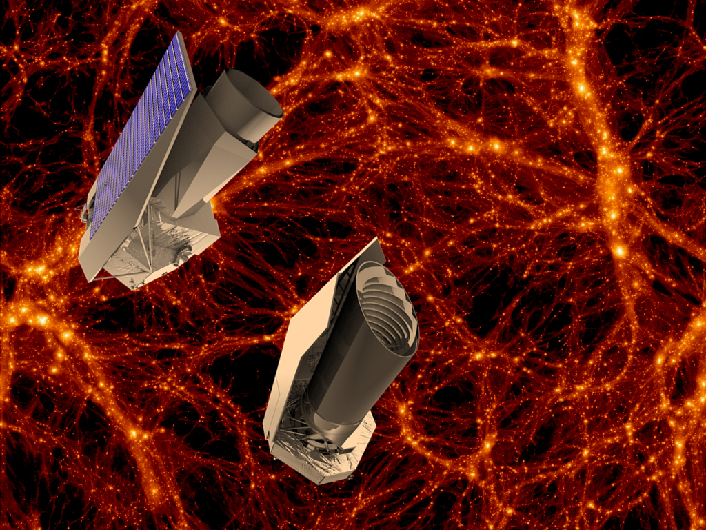 Artist's concept of two Euclid satellites