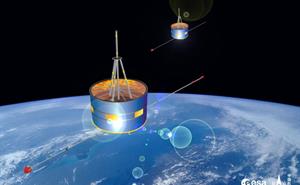 Two satellites in the Earth's orbit.